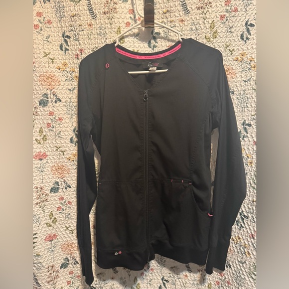 Koi Lite Black Zip-Up Top - Picture 2 of 4